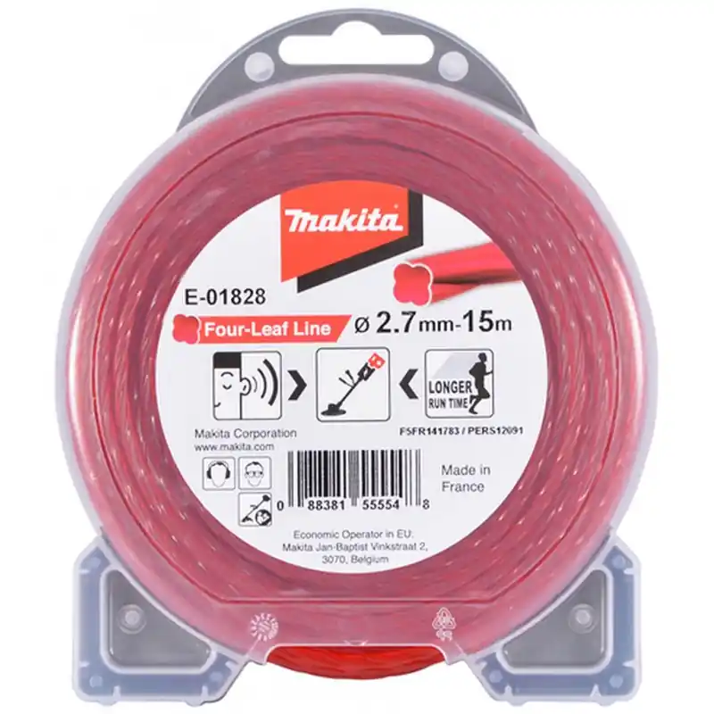 Makita E-01828 Mähfaden Four-Leaf 2,7mm,15m, rot, speziell für Akku-Geräte Sonderangebot