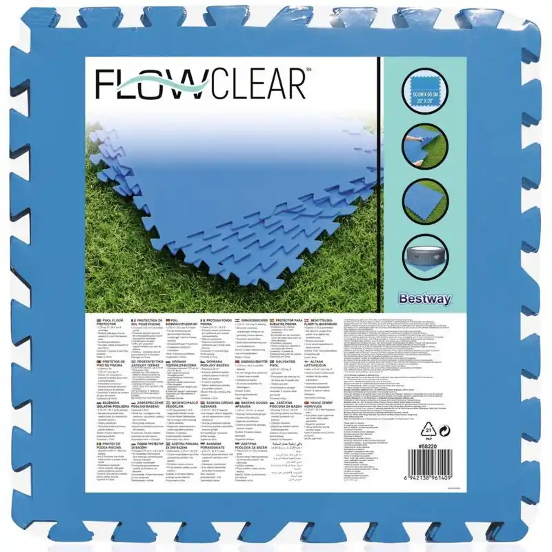 Solange Der Vorrat Reicht BESTWAY Flowclear Pool-Bodenschutzfliesen-Set, 9 Stück á 50 x 50 cm, blau 58220