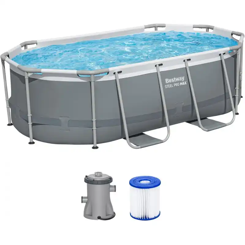 Günstig BESTWAY Steel Pro Max Frame Pool 305 x 200 x 84 cm, Set mit Filterpumpe 5614A