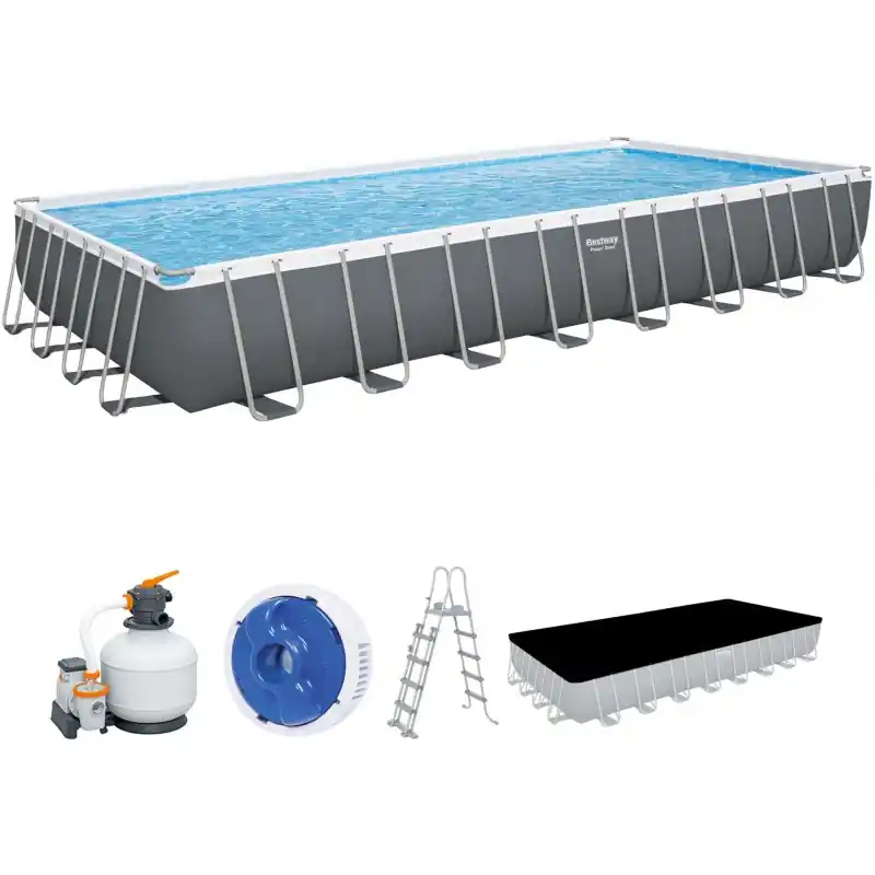BESTWAY Power Steel Frame Pool 956 x 488 x 132 cm, Komplett-Set mit Sandfilteranlage 56623 Heißes Angebot