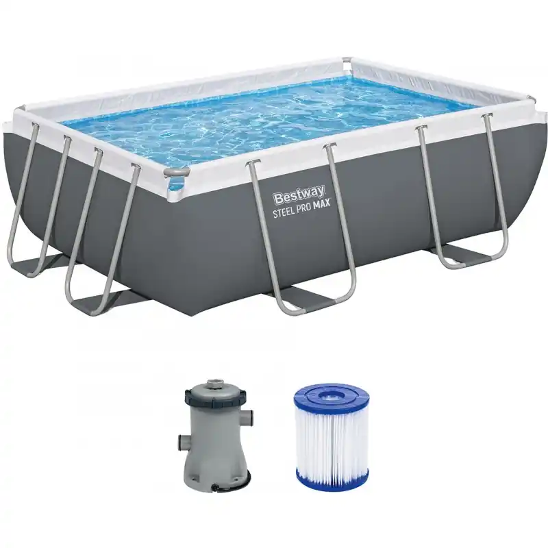 BESTWAY Steel Pro Max Frame Pool 282 x 196 x 84 cm, Set mit Filterpumpe 56629 Rabatt