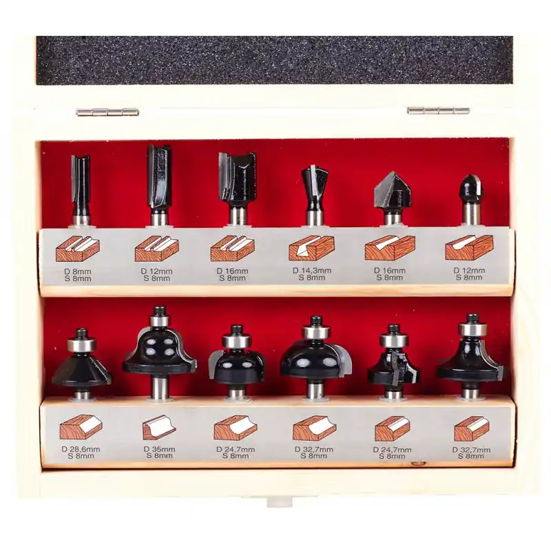 Zertifiziert Milwaukee Fräsersatz Schaft für Oberfräsen 8 mm (12-teilig) 4932451668