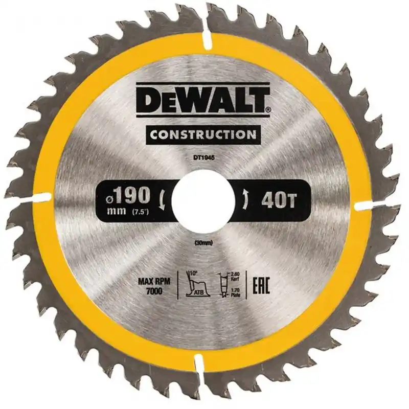 Neu Im Sortiment DeWALT DT1945-QZ Kreissägeblatt für Handkreissägen, 190 x 30 mm, 40WZ