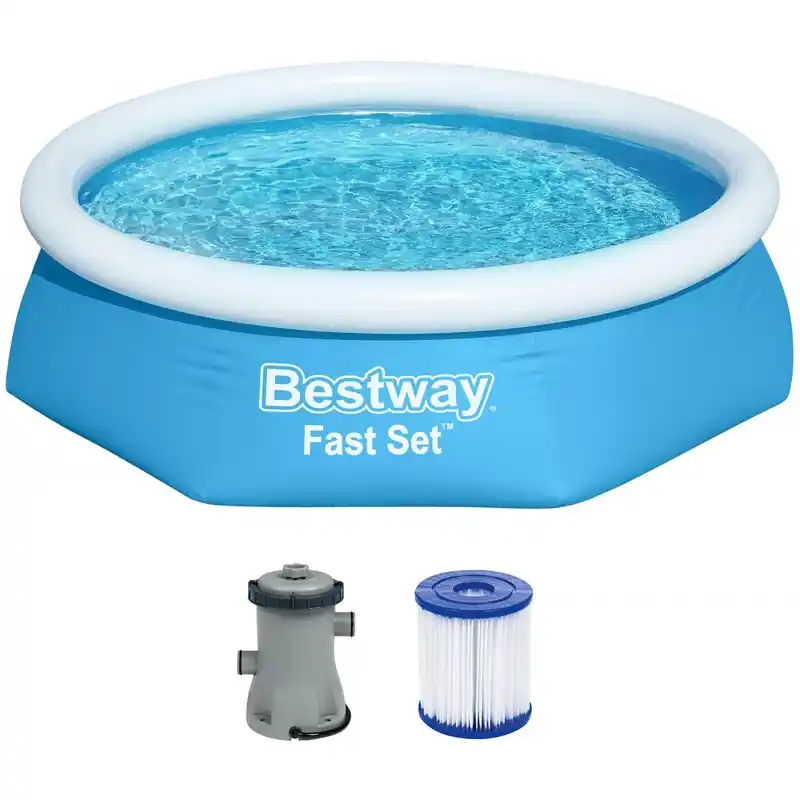 Letzte Chance BESTWAY Fast Set Aufstellpool-Set 244 x 61 cm, mit Filterpumpe, blau 57450