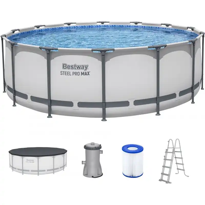 Sonderaktion BESTWAY Steel Pro Max Frame Pool 427 x 122 cm, Komplett-Set mit Filterpumpe 5612X