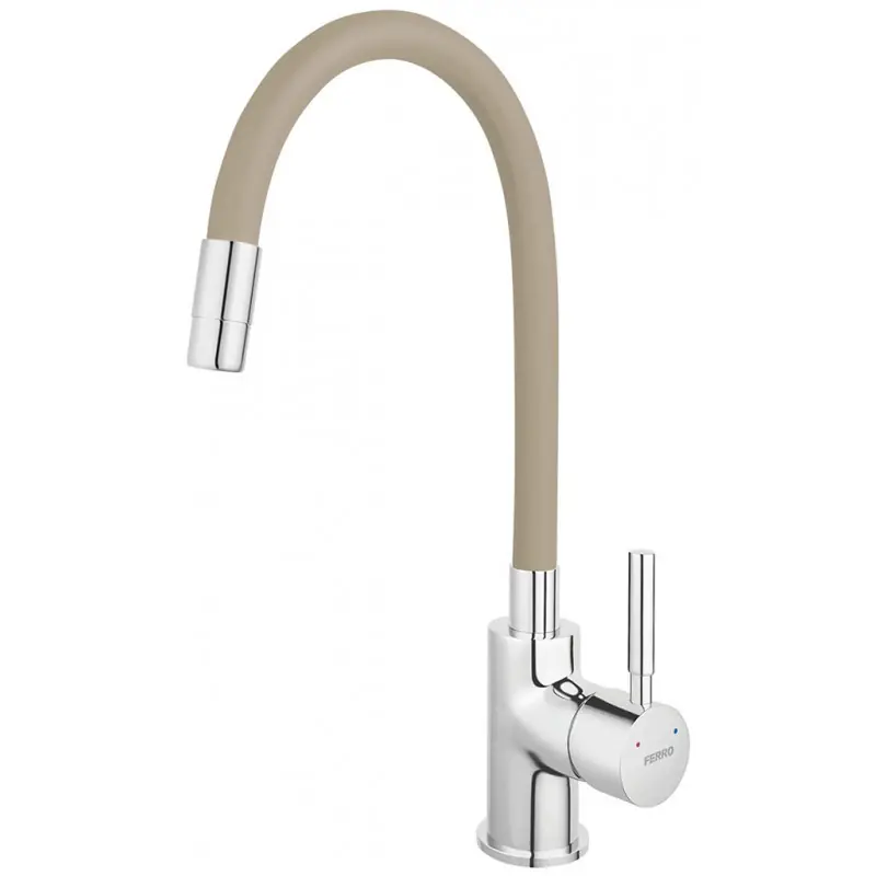 Neu Im Sortiment FERRO Spültischarmatur mit flexiblem Arm, Beige/Chrom 70710,0BE