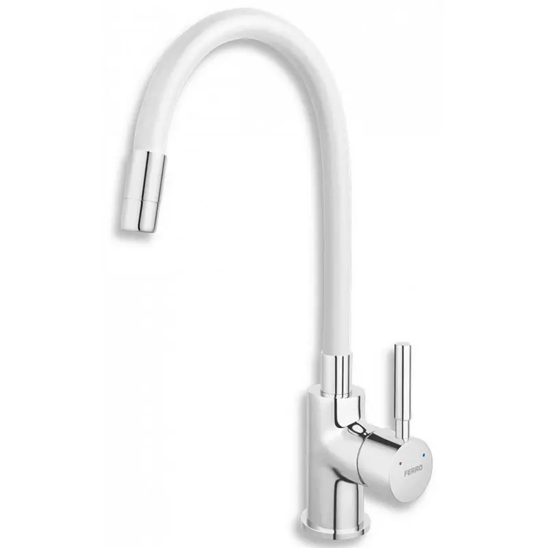 FERRO Spültischarmatur mit flexiblem Arm, Weiß/Chrom 70710,0B Rabatt