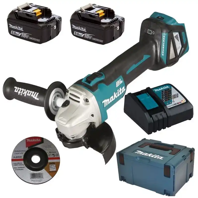 Rabatt Makita DGA511RTJ Akku-Winkelschleifer125mm Li-ion LXT (2x5,0Ah/18V) Makpac