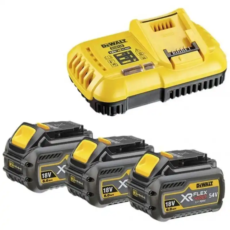 DeWALT DCB118T3-QW Akku Starter 54V Ladegerät DCB118 + 18V 3x6,0Ah Neu