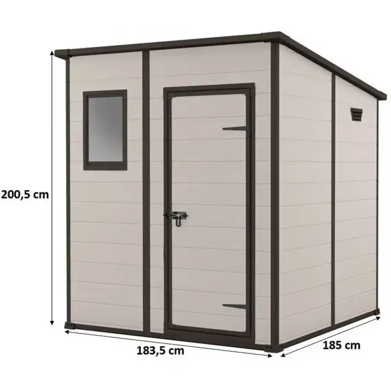 Neue Ware KETER MANOR PENT 6 x 6 Kunststoffgerätehaus, 183,5 x 185 x 200,5 cm, beige 17208243