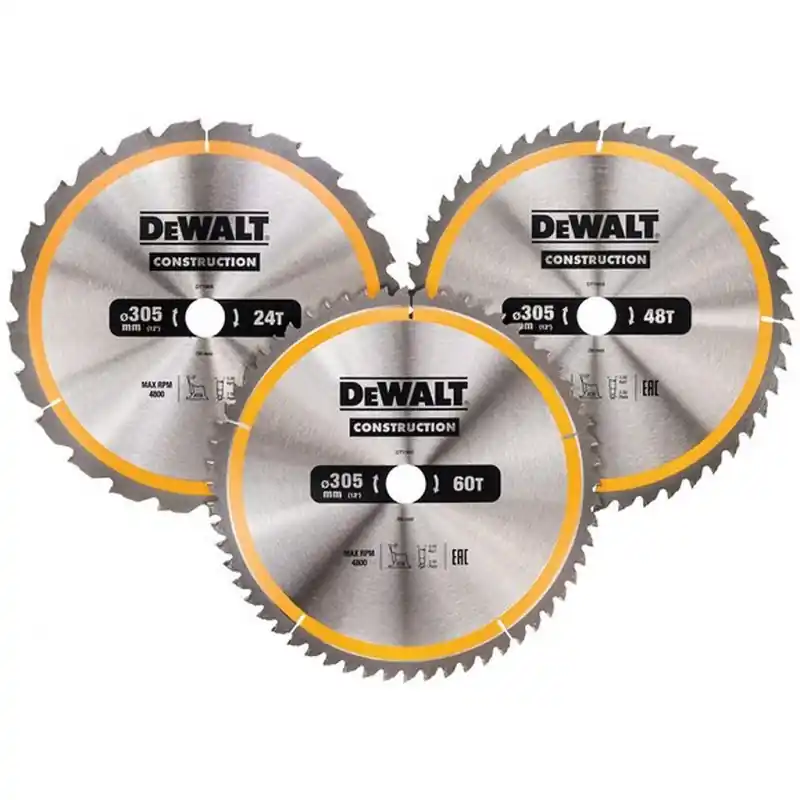 DeWALT DT1964-QZ Set mit 3 Sägeblättern 305 x 30 mm T24 / 48/60 Online Kaufen