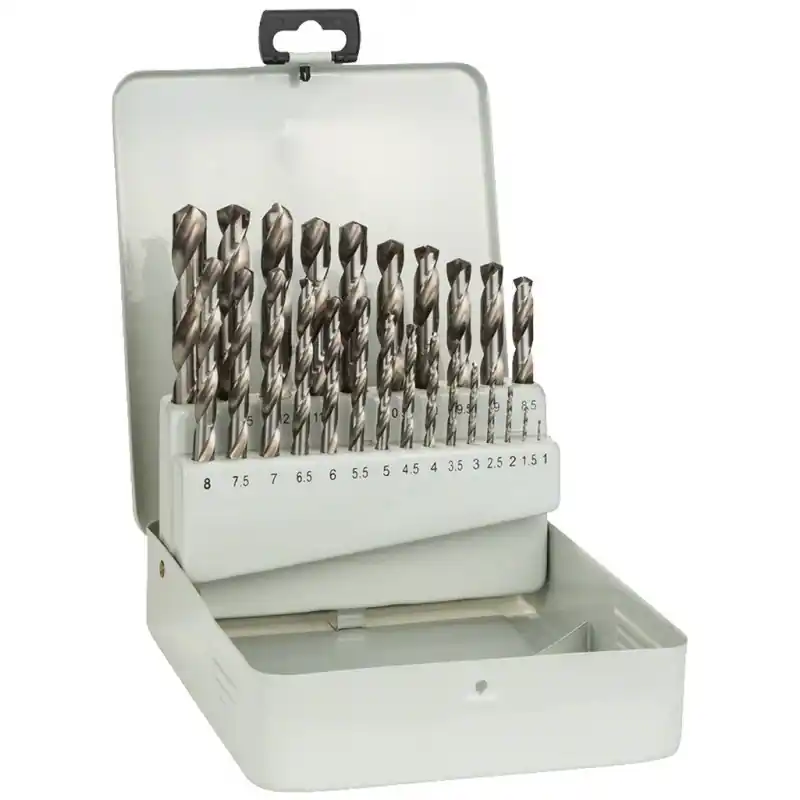 BOSCH 25-teiliges Metallbohrer-Set HSS-G, DIN 338, 135° in Metallkassette, 1–13 2607018727 Markenprodukt