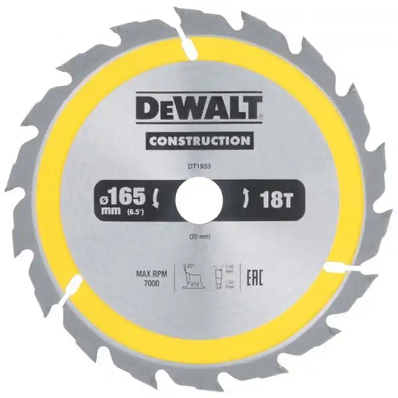 Mega-Angebot DeWALT DT1933-QZ Kreissägeblatt für Handkreissägen, 165 x 20 mm, 18WZ