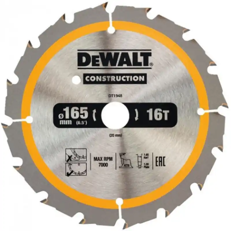 Direktkauf DeWALT DT1948-QZ Kreissaegeblatt für Akku-Handkreissägen, 165 x 20 mm, 16WZ