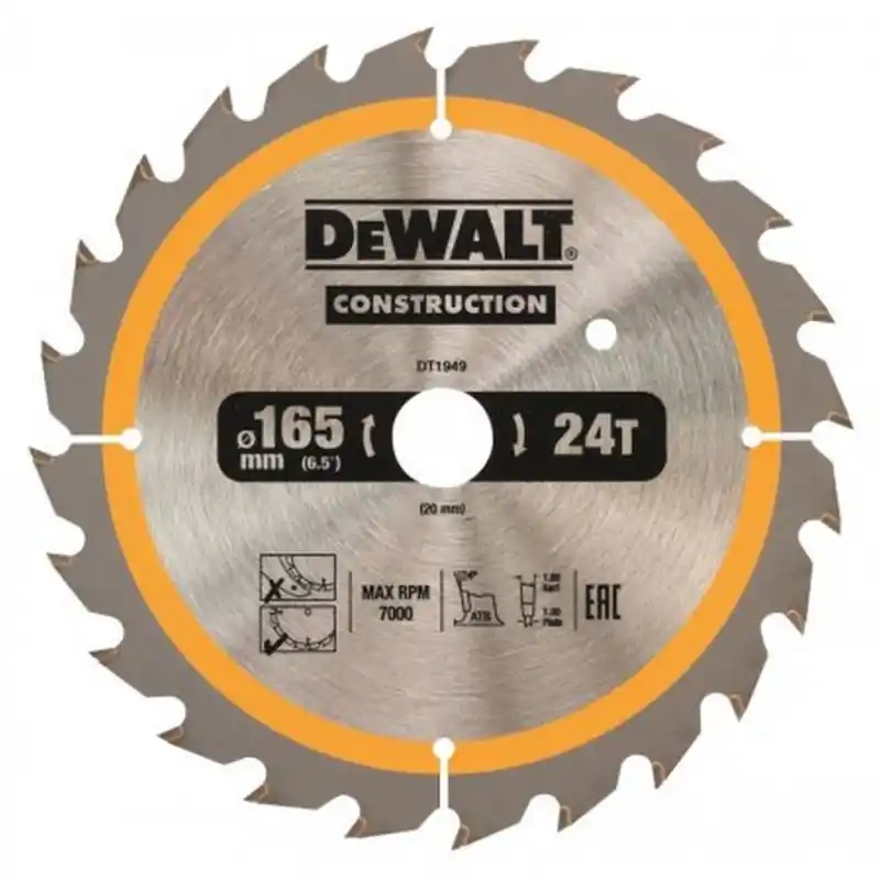 DeWALT DT1949-QZ Kreissaegeblatt für Akku-Handkreissägen, 165/20 mm, 24WZ Begrenztes Angebot