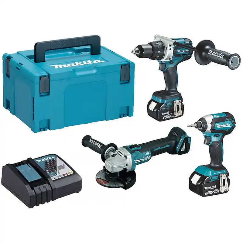 Makita DLX3155TJ Akku-Set DDF486+DTD153+DGA504 Li-ion LXT 18V (2x5,0Ah+DC18RC+MAKPAC) Schneller Versand