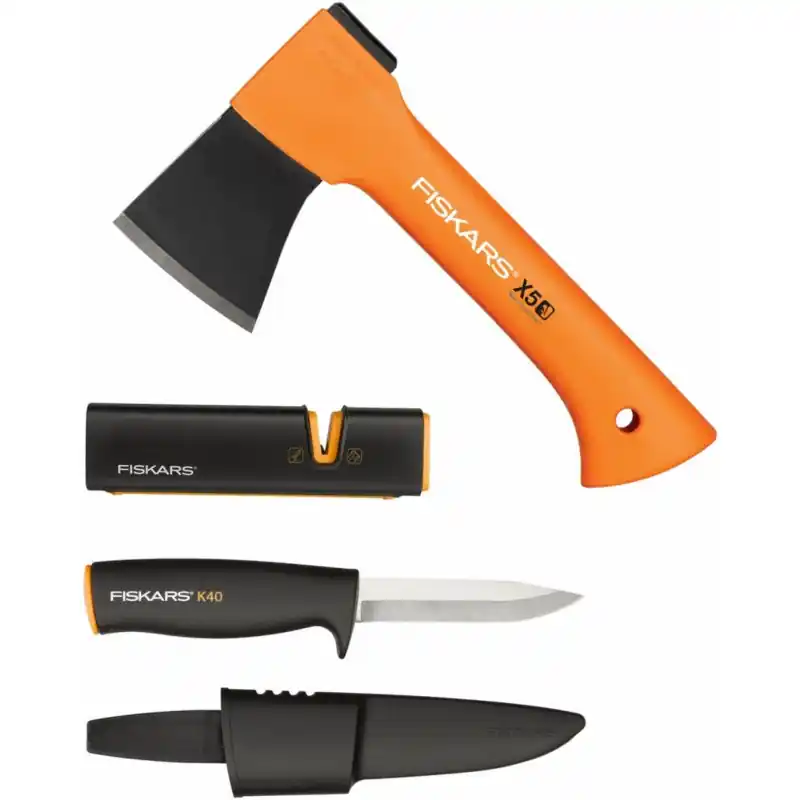 Schneller Versand Fiskars X5 Fireplace Set mit Beil, Messer und Schärfer 1057913