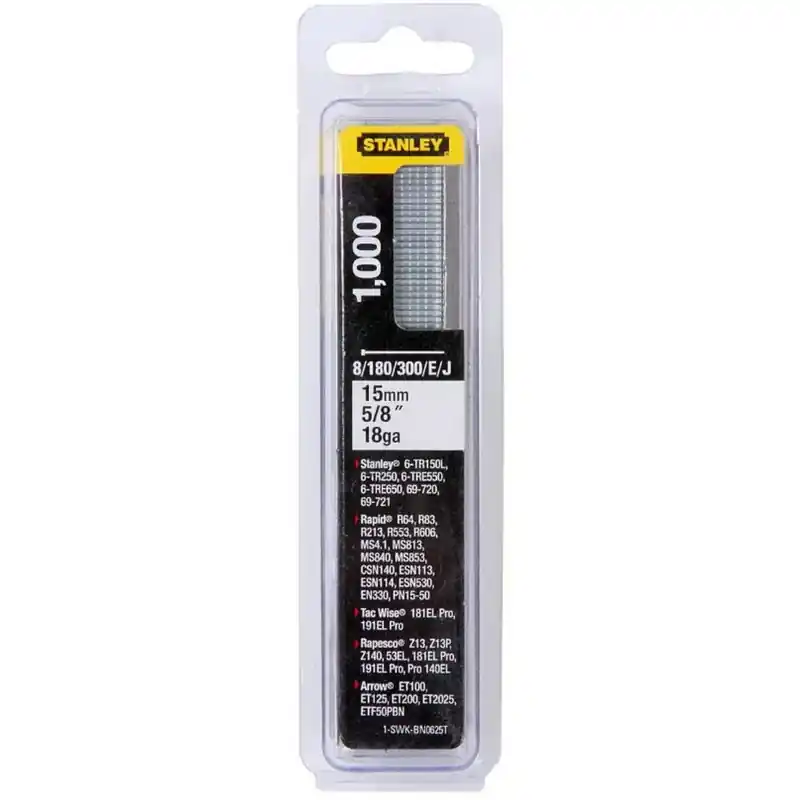 Kracherpreis Stanley 1-SWK-BN0625T 15mm/5/8"/18 Tackernägel Typ 8/300/E/J, 1000 Stück