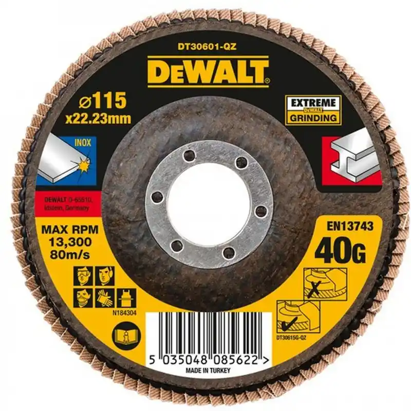 DeWALT DT30601-QZ Extreme Fächerscheibe 4 1/2" 115 mm x 22,23 mm Körnung 40 Bestseller