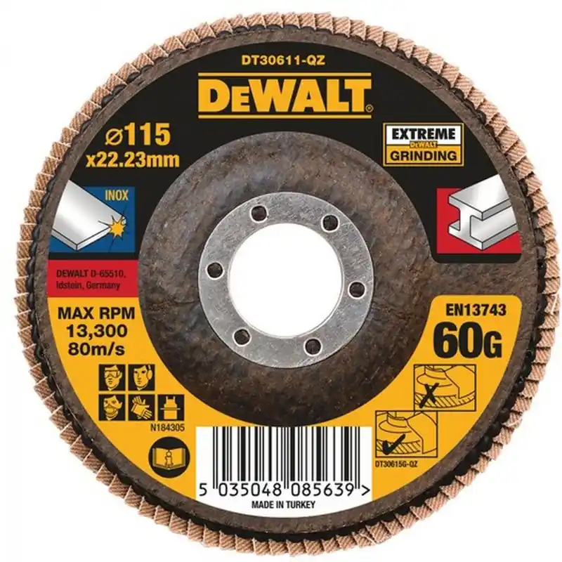 Top-Preis DeWALT DT30611-QZ Extreme Fächerscheibe 4 1/2" 115 mm x 22,23 mm Körnung 60