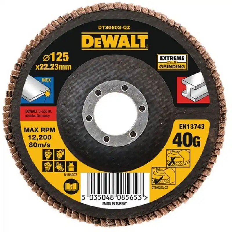 DeWALT DT30602-QZ Extreme Fächerscheibe 4 1/2" 125 mm x 22,23 mm Körnung 40 Sofort Bestellen