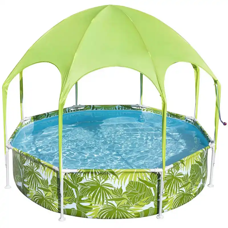 BESTWAY Steel Pro Splash-in-Shade Frame Pool mit Sonnenschutzdach 244 x 51 cm 56432 Schneller Versand