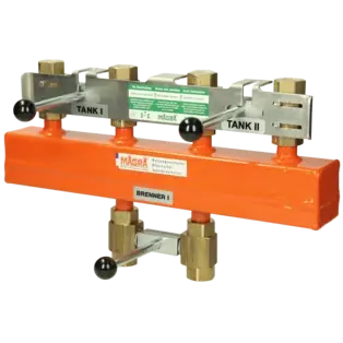 Zweistrang-Verteiler, 1/2" 2 Tanks, 1 Brenner Echt