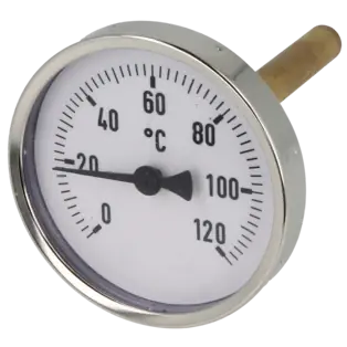 Günstig Bimetall-Zeigerthermometer 0-120°C 100 mm Fühler mit 80 mm Gehäuse