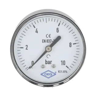 Zertifiziert Manometer R 1/4" axial von 0 bis 10 bar