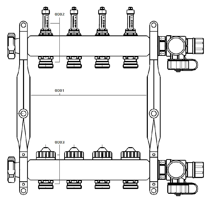 Viessmann Edelstahl Heizkreisverteiler für 4 Heizkreise, mit DFA (Länge 340mm) 7568313 Bestpreis