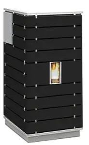 Viessmann Wodtke Pelletofen ivo.tec water+ 8 kW, Glas-Dekor black, Silbermetallic 7327797 Neue Ware