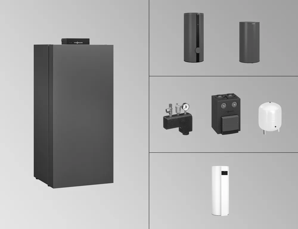 Aktuell Viessmann Paket Vitocrossal 300 Gaskessel CU3A 19kW mit Mischer, Vitocell 100-V CVAA 200L Z029898