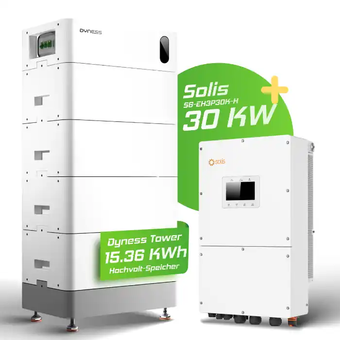 Hybrid-Set Solis 30kW Hybrid-Wechselrichter + 15,36kWh Dyness Speicher Tower Pro T15 Echt