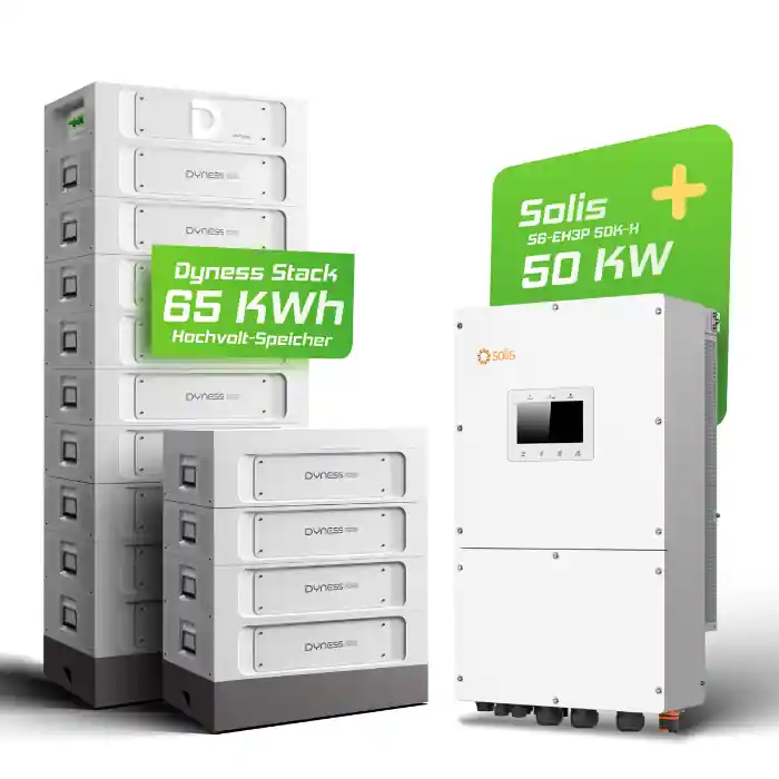 Schneller Versand Hybrid-Set Solis 50kW Hybrid-Wechselrichter + 66,56kWh Dyness Speicher Stack100