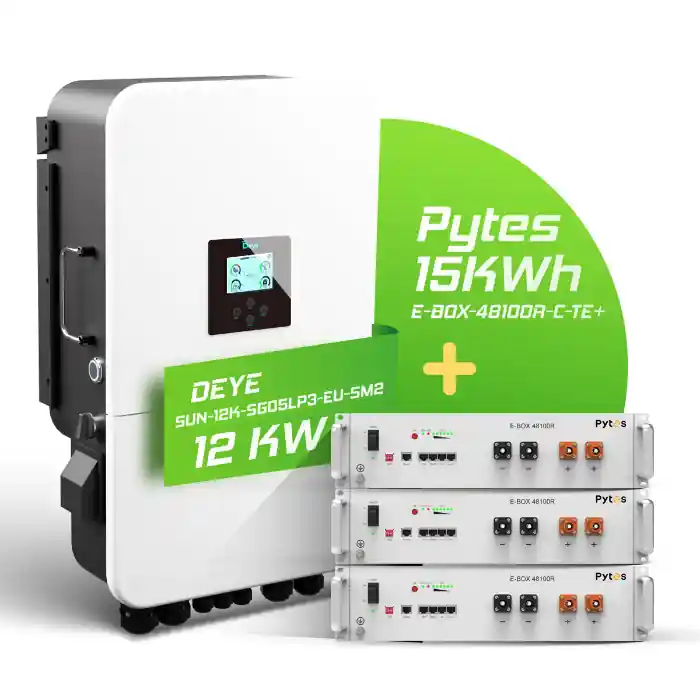 Angebot Hybrid-Set Deye 12kW Hybrid-Wechselrichter + 15,36kWh Pytes Speicher 48100R-C TE+