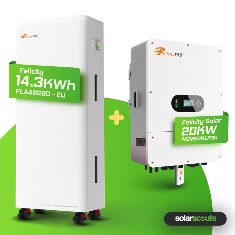 Wochenendangebot Felicity 20 kW Hybrid Wechselrichter Set mit 14,3 kWh Felicity Speicher