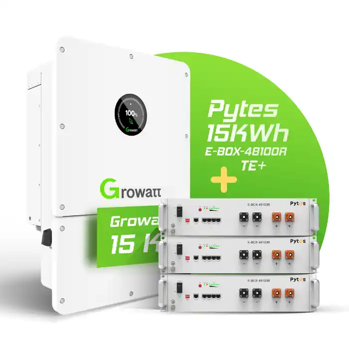 Schneller Versand Hybrid-Set Growatt 15kW Hybrid-Wechselrichter + 15kWh Pytes Speicher 48100R-C TE+
