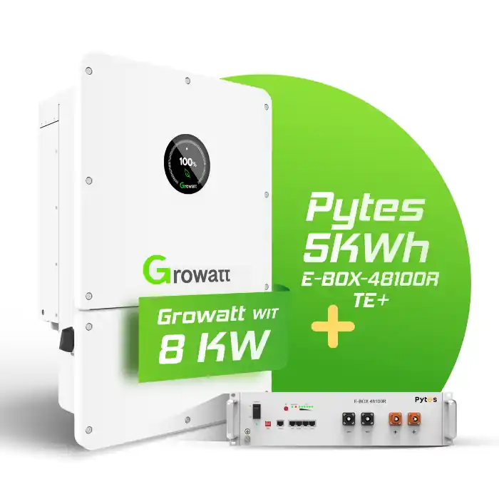 Knallerangebot Hybrid-Set Growatt 8kW Hybrid-Wechselrichter + 5kWh Pytes Speicher 48100R-C TE+