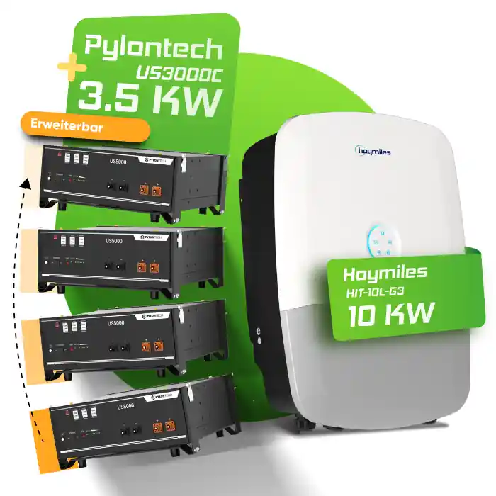 Schneller Versand Hybrid-Set Hoymiles 10kW Hybrid-Wechselrichter + 3,5kWh Pylontech Speicher US3000C
