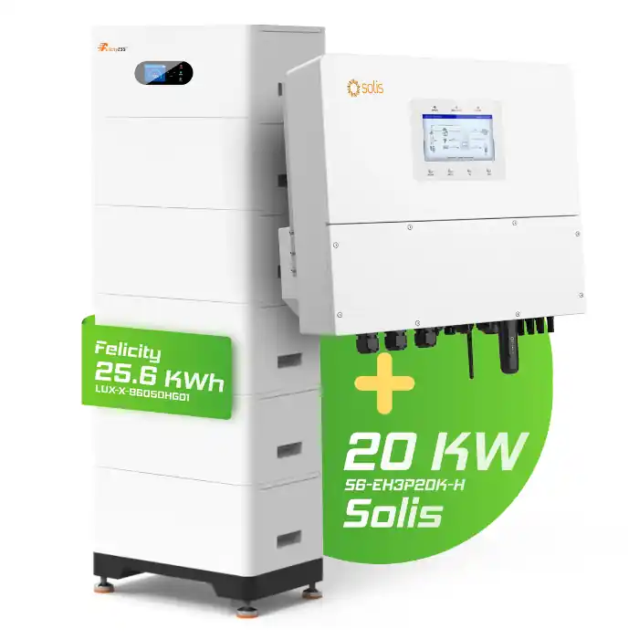 Ausverkauf Hybrid-Set Solis 20kW Hybrid-Wechselrichter + 25,6kWh Felicity Speicher LUX-X