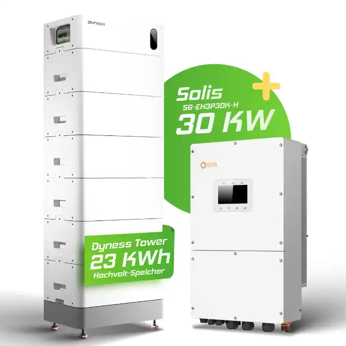 Zertifiziert Hybrid-Set Solis 30kW Hybrid-Wechselrichter + 23,04kWh Dyness Speicher Tower Pro T23