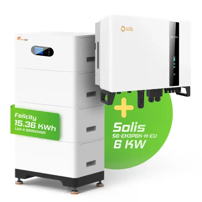 Mega-Angebot Hybrid-Set Solis 6kW Hybrid-Wechselrichter + 15,36kWh Felicity Speicher LUX-X