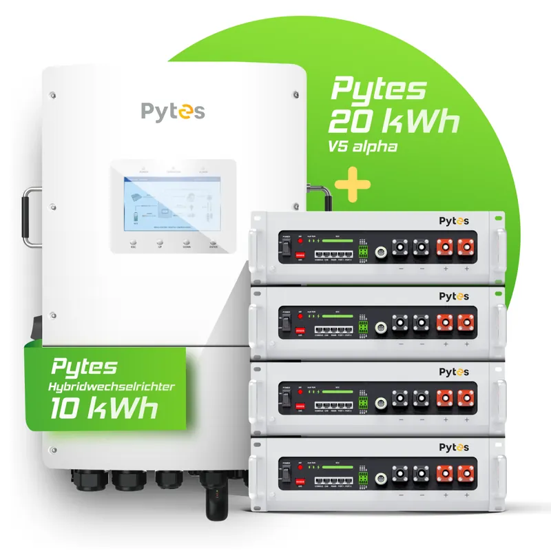 Pytes Komplettset 10 kW Hybridwechselrichter ( JS3PL10K ) 20 kWh Pytes V5 alpha Batteriespeicher Zertifiziert