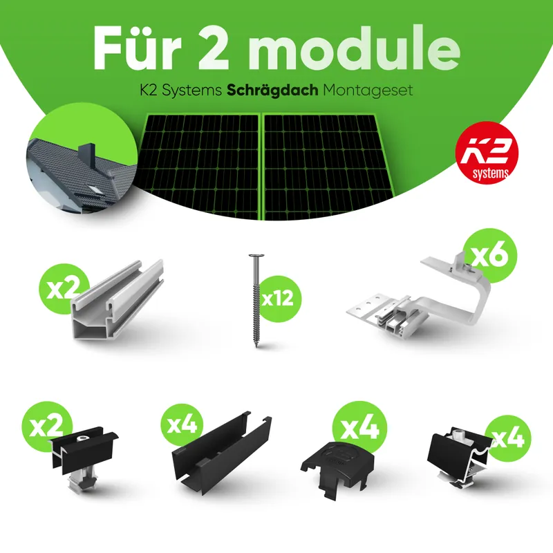 K2 Systems SingleRail Montageset - 2 Module - Ziegeldach - Vertikal (Hochkant) Sonderangebot