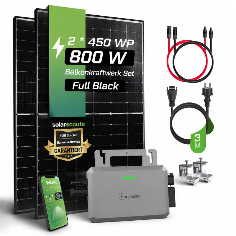 Geprüft Balkonkraftwerk-Set Hoymiles HF-800-WB 2x JA Solar 450W