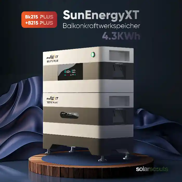 SunEnergyXT BK215 PLUS 4300 Wh Kopfspeicher + Erweiterungsmodul für Balkonkraftwerke Nur Für Kurze Zeit