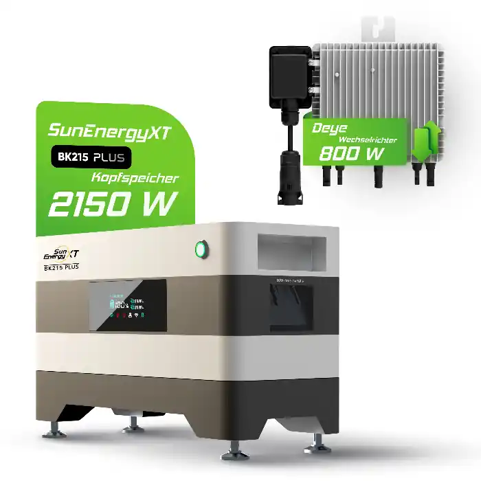Geprüft Deye Balkonkraftwerk-Set 800W Micro-Wechselrichter 1-Phasig SUN-M80G4-EU-Q0 + 2,15kWh SunEnergyXT Speicher BK215 PLUS
