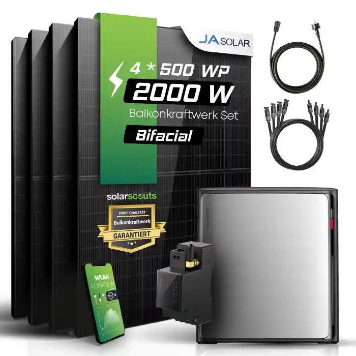 Markenware Balkonkraftwerk mit Speicher 2000W - Ja Solar 500W Solarmodule mit EcoFlow STREAM Ultra X