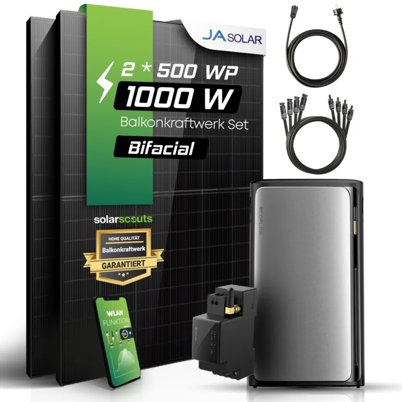 Neu Im Sortiment Balkonkraftwerk mit Speicher 1000W - Ja Solar 500W Solarmodule mit EcoFlow STREAM Ultra