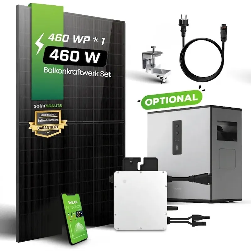 Günstig Sovinar Solo 460 Wp Balkonkraftwerk 1 Modul – 800W Mikro-Wechselrichter Speicher optional kaufen
